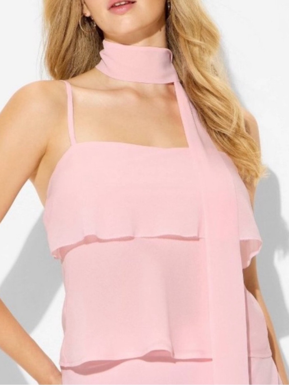 wild fable Pink Layered Spaghetti Strap Camisole with Scarf